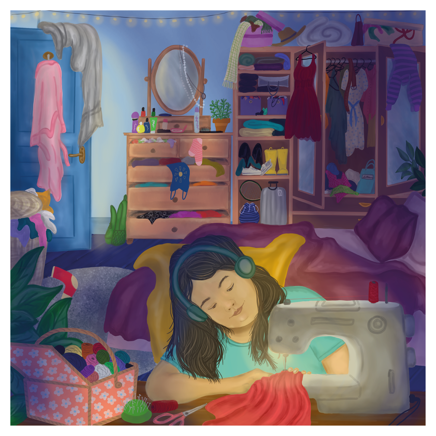 Sewing Spaces Giclée Art Print - Sewing after Dark